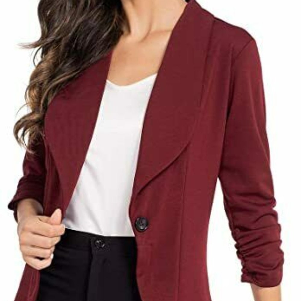 AUQCO Women's 3/4 Sleeve Open Front Blazer